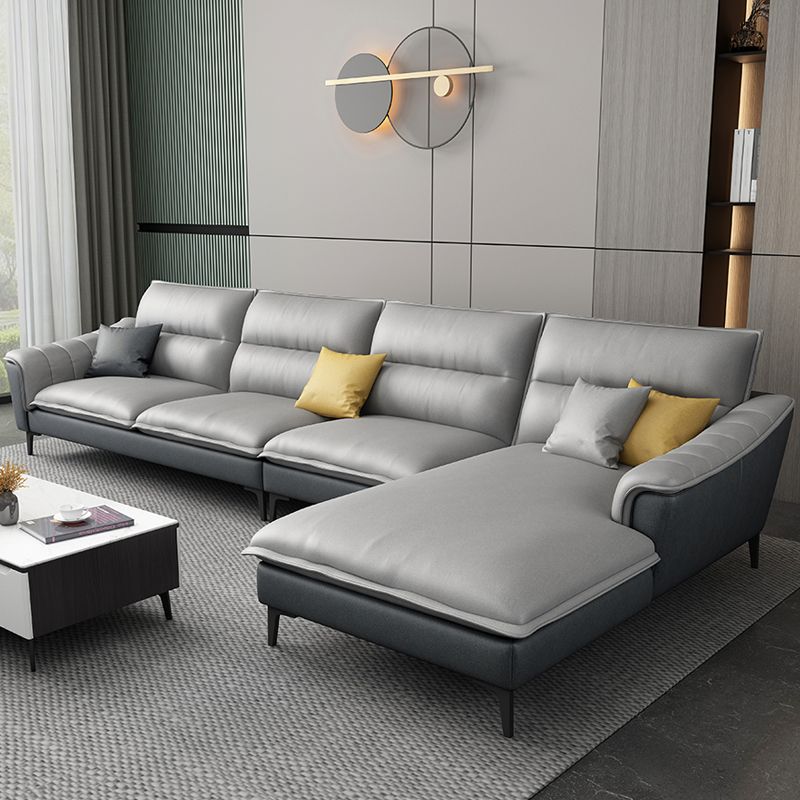 Faux Leather High Back Pillow Top Arm Sectional with Waterproof and Stain-Resistant Clearhalo 'furn' 'furn_sectionals' 'Furniture' 'furniture_sectionals' 'Living Room Furniture' 'Sectionals' 1200x1200_902835d9-fc5c-4854-9f34-e98f00575b38