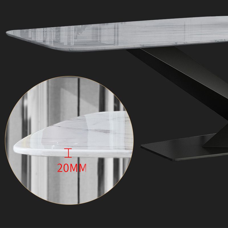 Traditional Luxury Table Metal Base Rectangle Dining Table for Home Clearhalo 'Dining Tables & Seating' 'Dining Tables' 'dining_table' 'furn' 'furn_dining_table' 'Furniture' 'Kitchen & Dining Furniture' 1200x1200_9028c8bb-277c-44d4-a3b6-c5149578b764