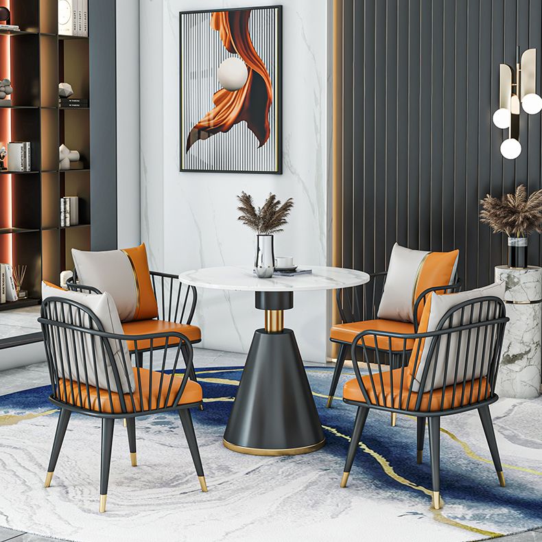 Metal Modern Round Indoor Table Sintered Stone Table for Kitchen Clearhalo 'Dining Tables & Seating' 'Dining Tables' 'dining_table' 'furn' 'furn_dining_table' 'Furniture' 'Kitchen & Dining Furniture' 1200x1200_9029ab15-670a-490e-a0f2-e783eb20af71