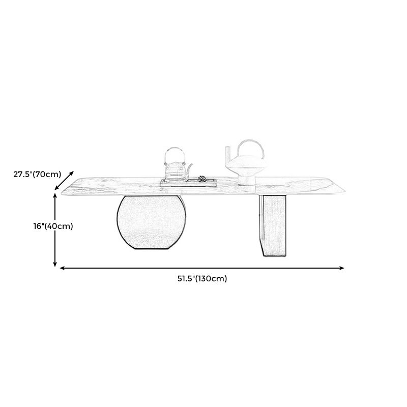 Mesa de centro rectangular de mármol blanco Mesa de cóctel redonda moderna