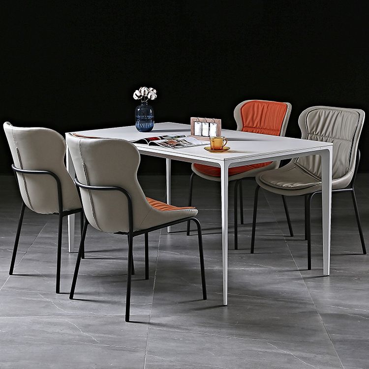 Modern Metal Dining Room Chairs Upholstered Side PU Leather Armless Chairs Clearhalo ' kitchen&dining_furn' 'Dining Chairs' 'Dining Tables & Seating' 'dining_chair' 'furn' 'furn_dining_chair' 'Furniture' 'furniture_dining_chair' 'Kitchen & Dining Furniture' 'kitchen' 1200x1200_902a050c-ff48-4c2d-ad43-28f55d01bf4f