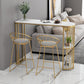 Glam Style Bar Table 42-inch Height Stone Top and Metal Base Bistro Storage Table Clearhalo 'Bar Furniture' 'Bar Tables' 'bar_tables' 'furn' 'furn_bar_tables' 'Furniture' 'furniture_bar_tables' 'Kitchen & Dining Furniture' 'kitchen&dining_furn' 'kitchen' 1200x1200_902a7f2d-b837-45d3-b1ba-8fee3c6e35e8