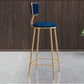 Glam Round Counter Stool Footrest Upholstered Low Back Indoor  Dining Stool