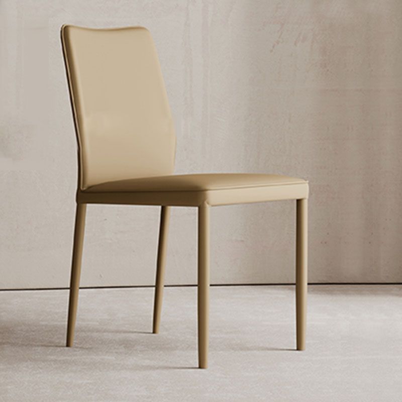 Designer Style Armless Chair Leather Parsons Back Side Chair for Restaurant