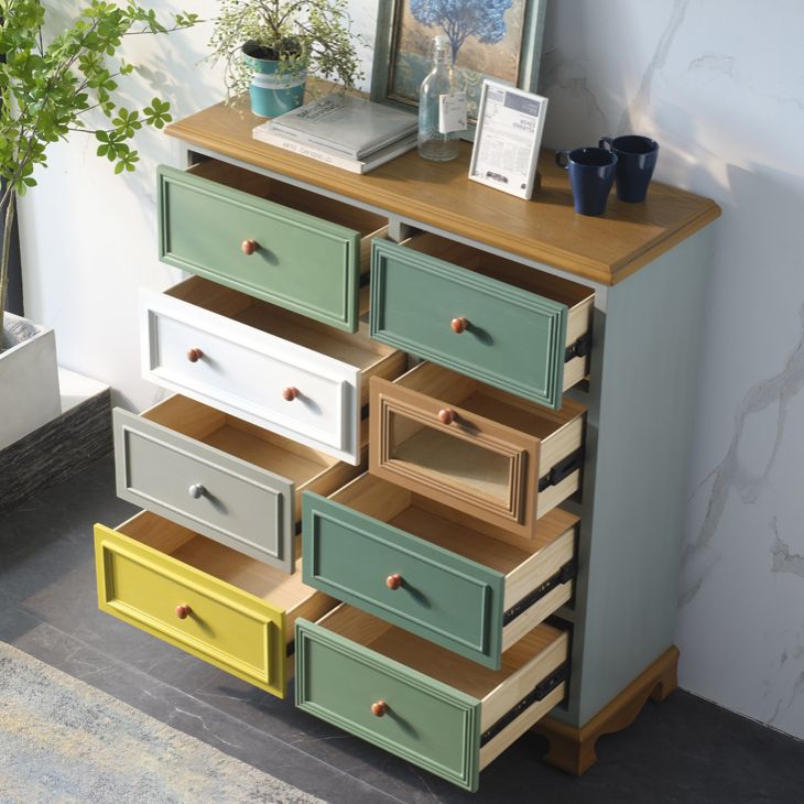 Cómoda vertical náutica para lencería, cómoda de almacenamiento de madera para dormitorio