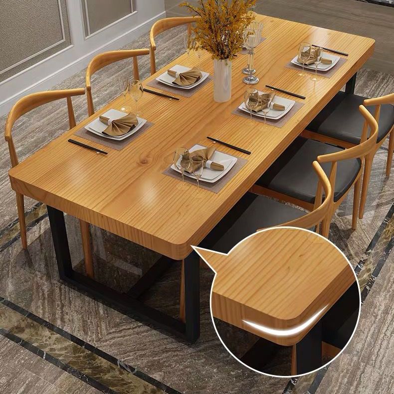 Industrial Rectangle Dining Table Set 1/2/5/6/7 Pieces Natural Solid Wood Dinette Set Clearhalo 'Dining Room Sets' 'Dining Tables & Seating' 'dining_room_set' 'furn' 'furn_dining_room_set' 'Furniture' 'Kitchen & Dining Furniture' 1200x1200_902b47cd-ff23-49e3-bc09-2b4d9084406f