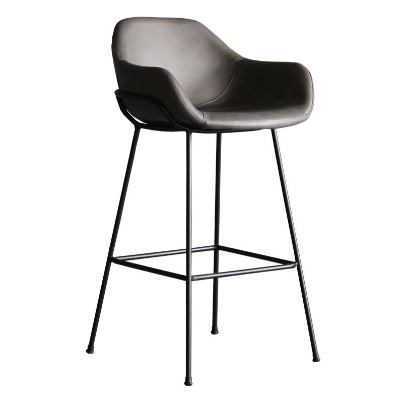 Contemporary Leather Armed Barstool Matte Finish Footrest Low Back Stool Clearhalo 'Bar Furniture' 'Bar Stools' 'bar_stools' 'furn' 'furn_bar_stools' 'Furniture' 'furniture_bar_stools' 'Kitchen & Dining Furniture' 1200x1200_902c12ba-696e-48d7-bcbd-366555cc305a