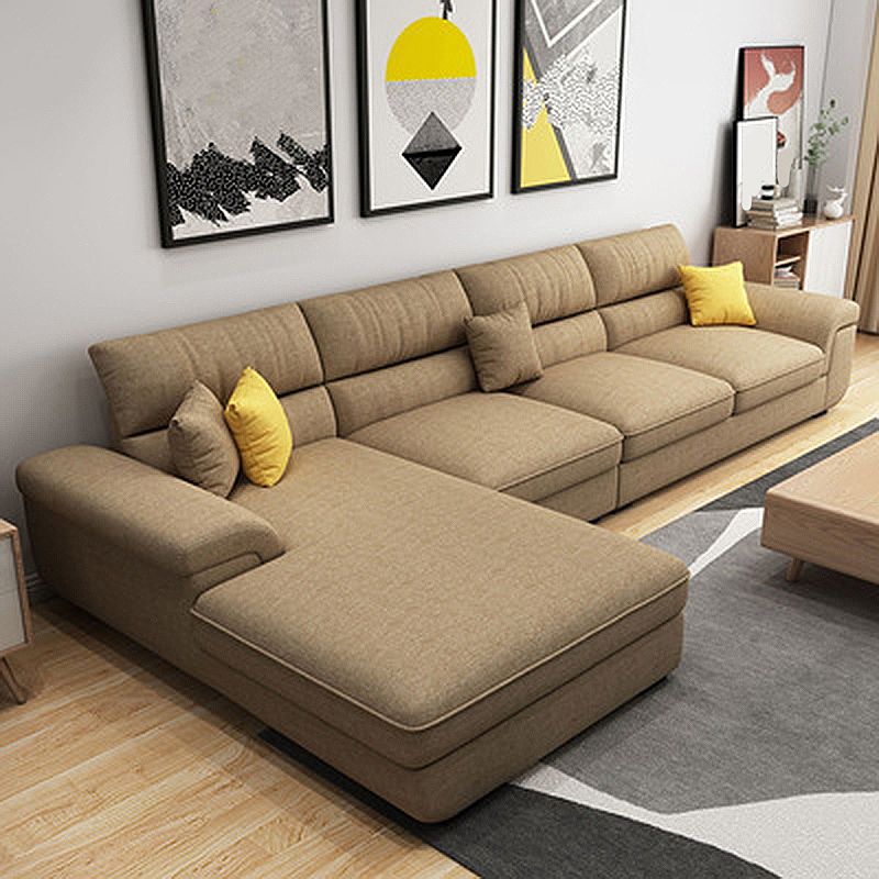 Contemporary Fabric 4-seat Sectionals 126" Pillow Top Arm Sectionals