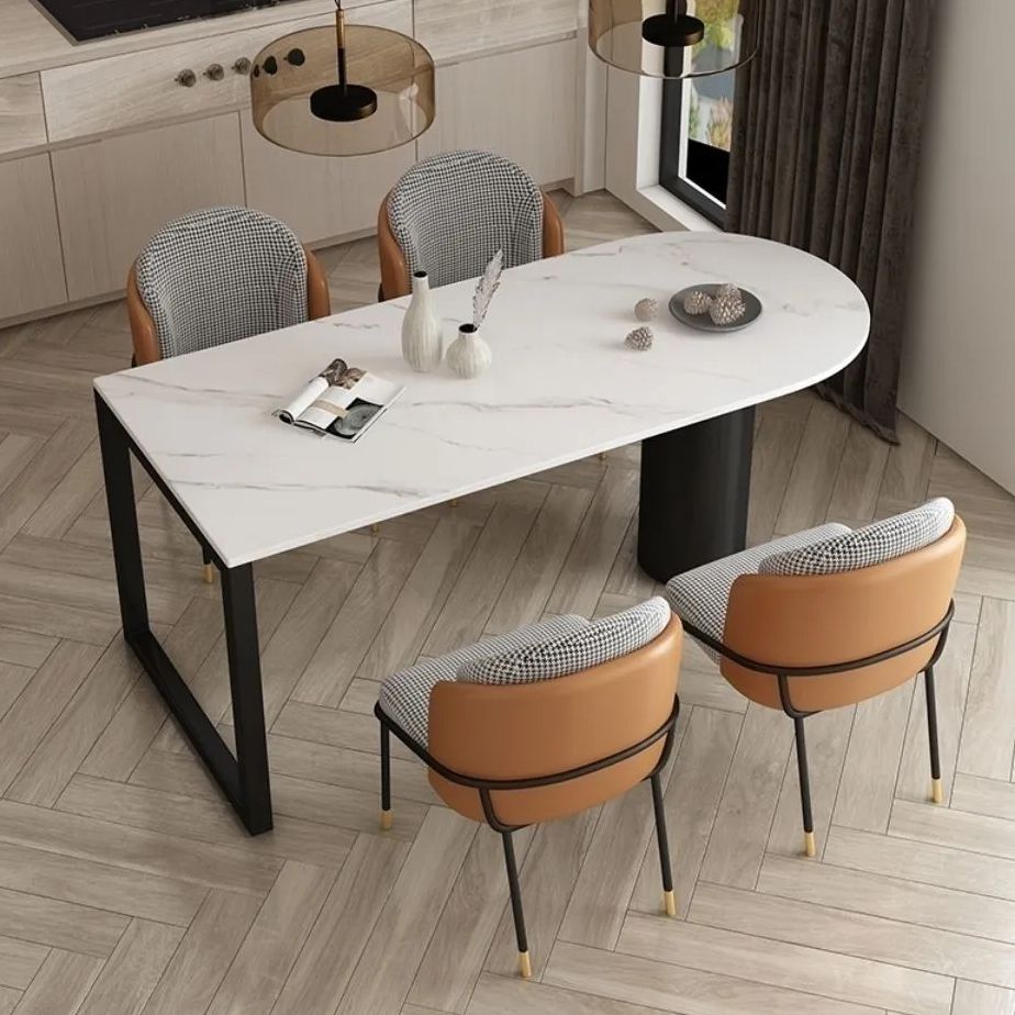 White Stone Top Dinner Room Kitchen Table Modern Metal Base Dinner Table Clearhalo 'Dining Tables & Seating' 'Dining Tables' 'dining_table' 'furn' 'furn_dining_table' 'Furniture' 'furniture_dining_table' 'Kitchen & Dining Furniture' 'kitchen' 'kitchen_dining_table' 1200x1200_902fd368-105a-4838-addb-80f3bf8dd763