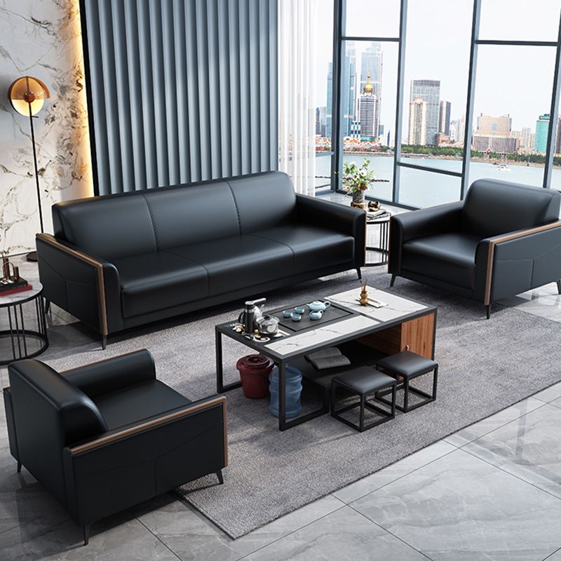 29" Wide Contemporary Sofa Black Stationary Seating for Living Room