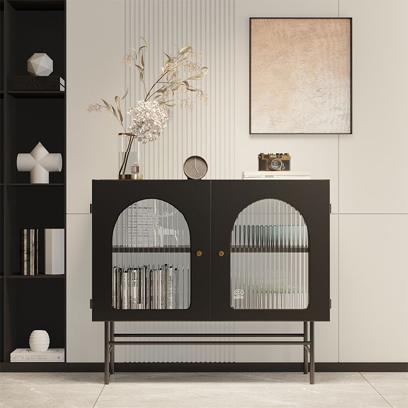 Tavolo a buffet in metallo con porte di vetro contemporanee con 2 porte