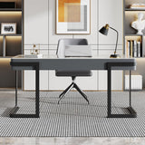 Modern Desk Home Study Desk Sintered Stone Writing Desk with 2 Drawers Clearhalo 'furn' 'furn_office_desk' 'Furniture' 'Office Desks' 'Office Furniture' 'office_desk' 1200x1200_9035bfa6-712f-41ce-999c-03f9d034ef4a