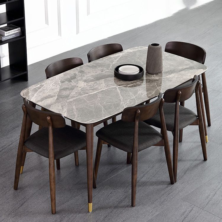 Glossy Gray Dining Table Set 1/4/5/7 Pieces Dinette Set with Wooden Chairs Clearhalo 'Dining Room Sets' 'Dining Tables & Seating' 'dining_room_set' 'furn' 'furn_dining_room_set' 'Furniture' 'Kitchen & Dining Furniture' 1200x1200_9035f604-0731-48a5-8d13-3f0619eab6c9