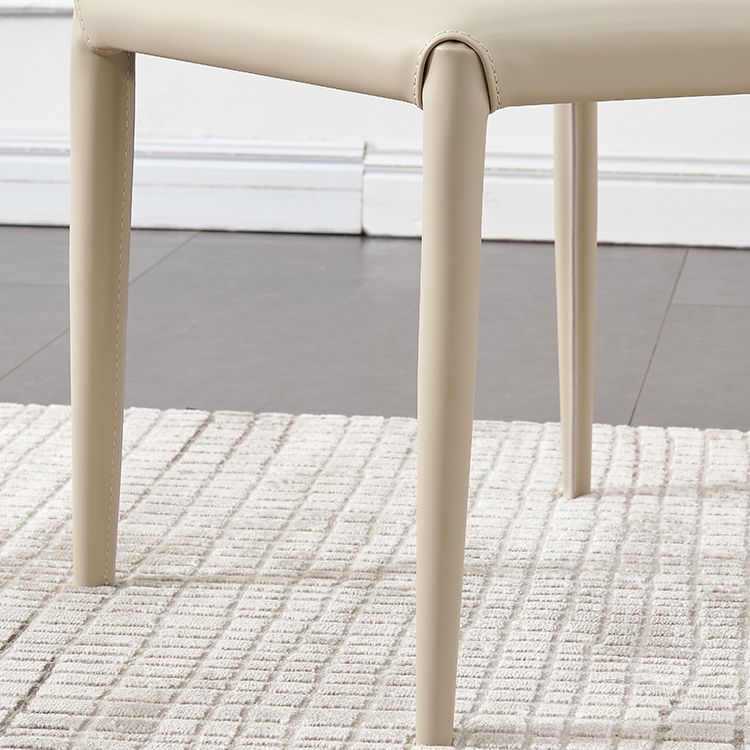 Modern Style Leather Dining Chair Armless Metal Side Chair for Home Use