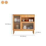 Pine Display Stand Contemporary Glass Doors China Cabinet with Drawers