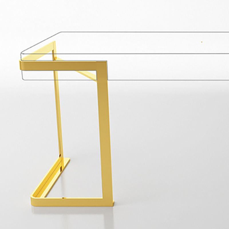 Glam Mirrored Marble Office Desk with Metal Legs Home or Office Desk