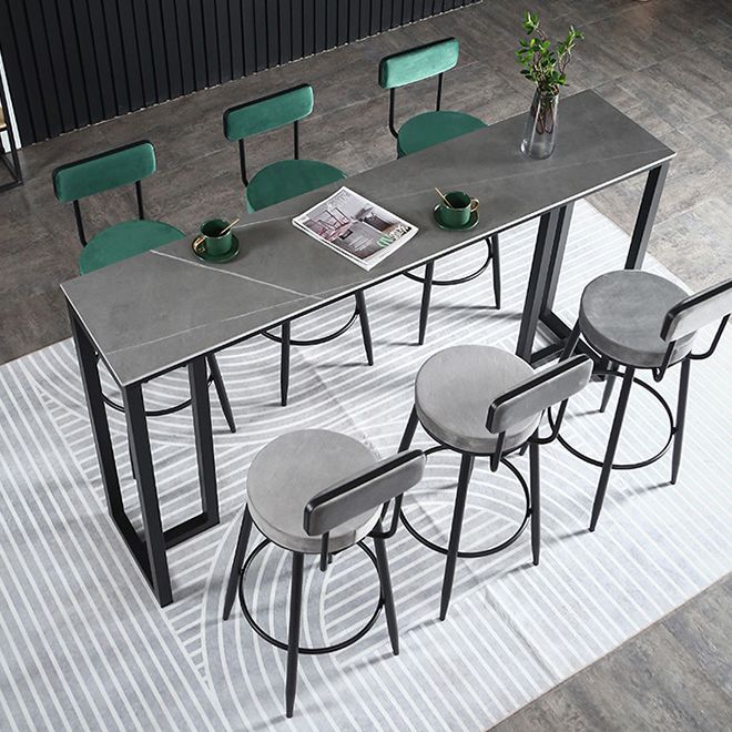 Contemporary Rectangle Bar Dining Table Indoor Bar Table with Black Metal Base Clearhalo 'Bar Furniture' 'Bar Tables' 'bar_tables' 'furn' 'furn_bar_tables' 'Furniture' 'furniture_bar_tables' 'Kitchen & Dining Furniture' 'kitchen&dining_furn' 'kitchen' 1200x1200_9039953a-7bbd-452e-85fb-eac5be9576bd