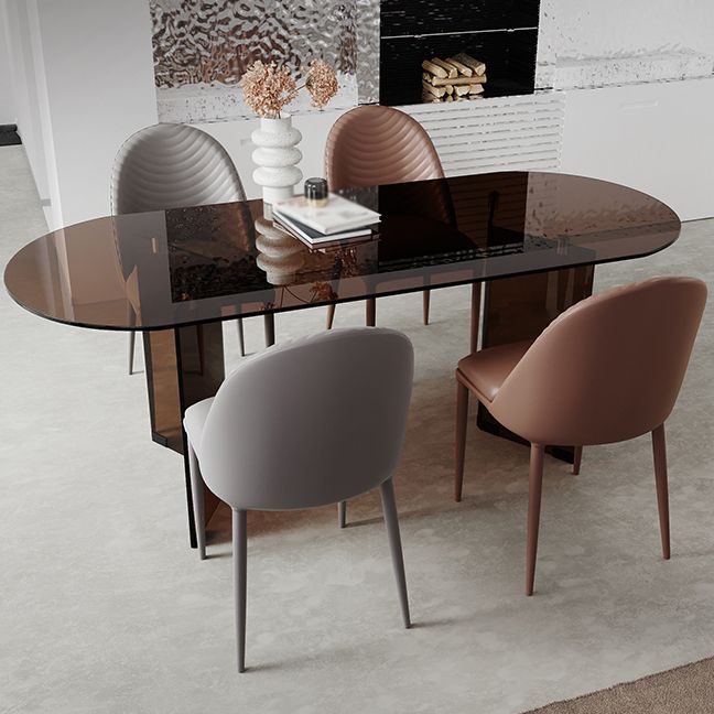 Clear Glass Contemporary Oval Table Glass Top Table with Double Pedestal Clearhalo ' dining_table' 'Dining Tables & Seating' 'Dining Tables' 'furn' 'furn_dining_table' 'Furniture' 'furniture_dining_table' 'Kitchen & Dining Furniture' 'kitchen&dining_furn' 'kitchen' 'kitchen_dining_table' 1200x1200_903dee51-c4a5-4809-be86-798403705d9b