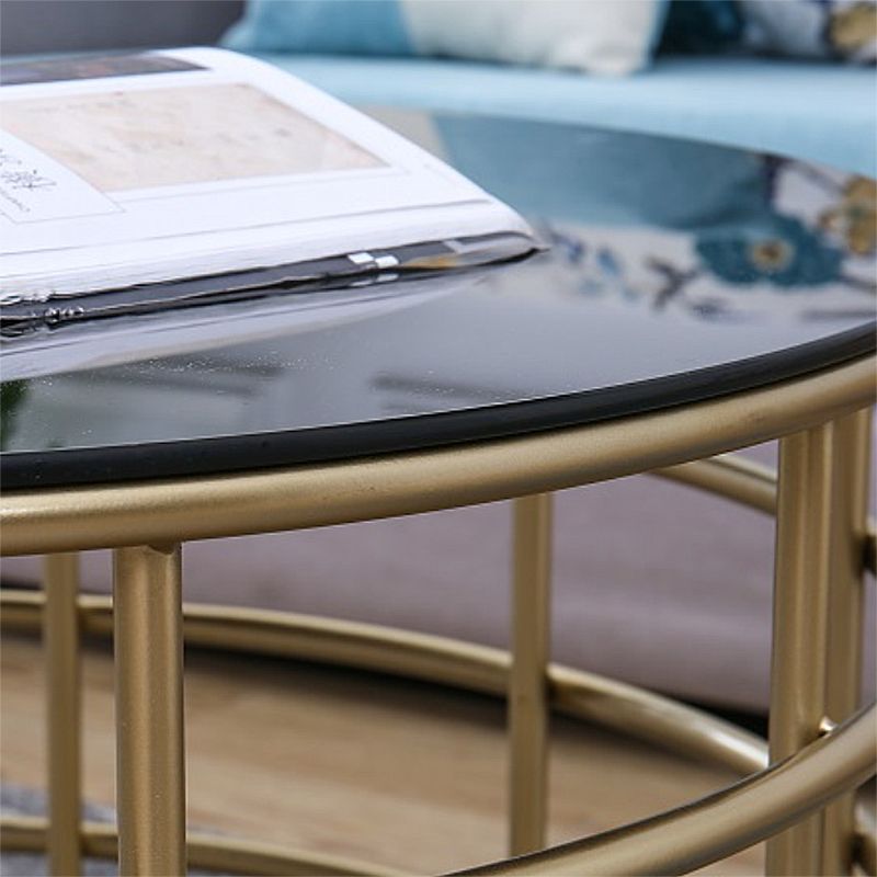 Contemporary Simple Glass Round Coffee Cocktail Table - 17.7" H Clearhalo 'Coffee & Accent Tables' 'Coffee Tables' 'coffee_tables' 'furn' 'furn_coffee_tables' 'Furniture' 'Living Room Furniture' 1200x1200_903edb2c-5fea-46f8-9646-2fb5124a8bbb