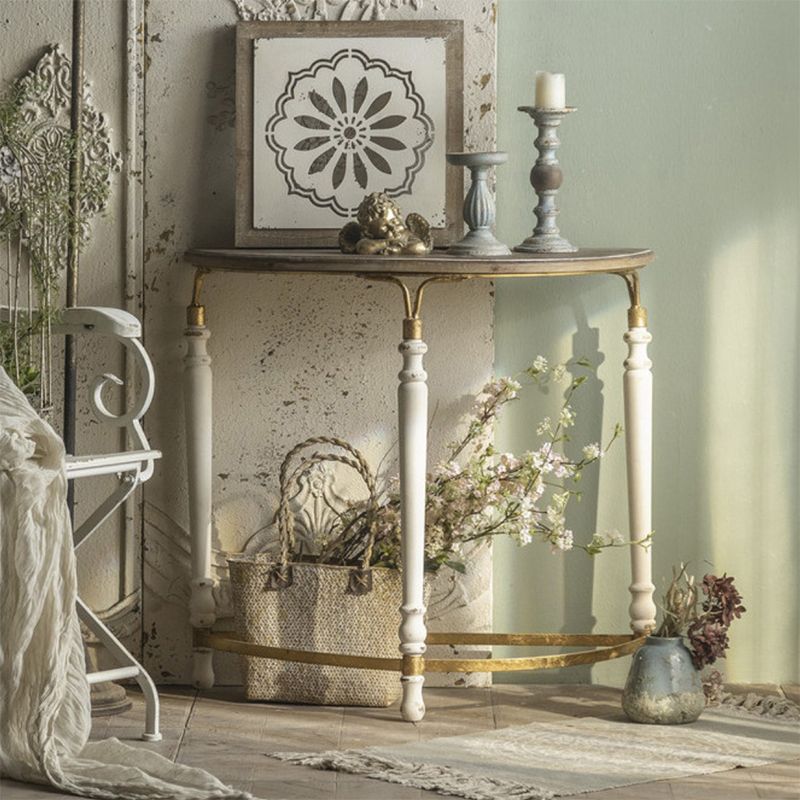 Half Moon Shape Contemporary Console Table White Wood Console Sofa Table