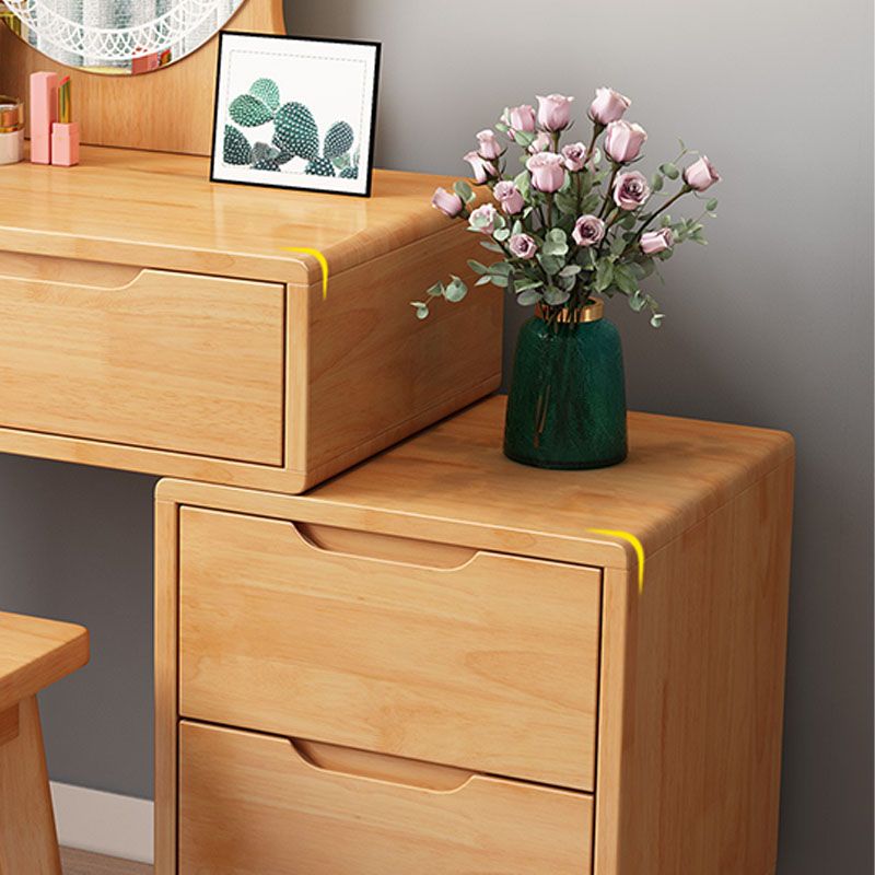31. 5 "L Table de vanité en bois avec miroir et tabouret 4 tiroirs de maquillage Table de table de vanité