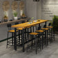 Juego de mesa de pub industrial de 1/2/9 piezas, mesa de bar rectangular y taburetes de bar sin brazos