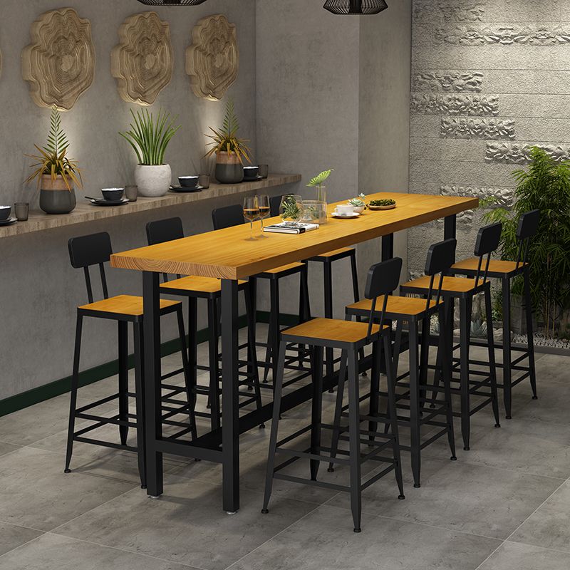Juego de mesa de pub industrial de 1/2/9 piezas, mesa de bar rectangular y taburetes de bar sin brazos