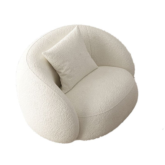 Contemporary 23.62 "/27.55" H White Wool Curved Sofa for Living Room
