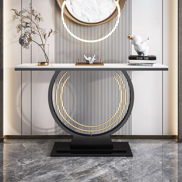 Stone Rectangle Console Table 1-shelf 31.5" Tall End Table for Hall Clearhalo 'Console Tables' 'console_tables' 'Entry & Mudroom Furniture' 'furn' 'furn_console_tables' 'Furniture' 1200x1200_9046df78-82d7-4d41-9fad-c1d6aaa0acc1