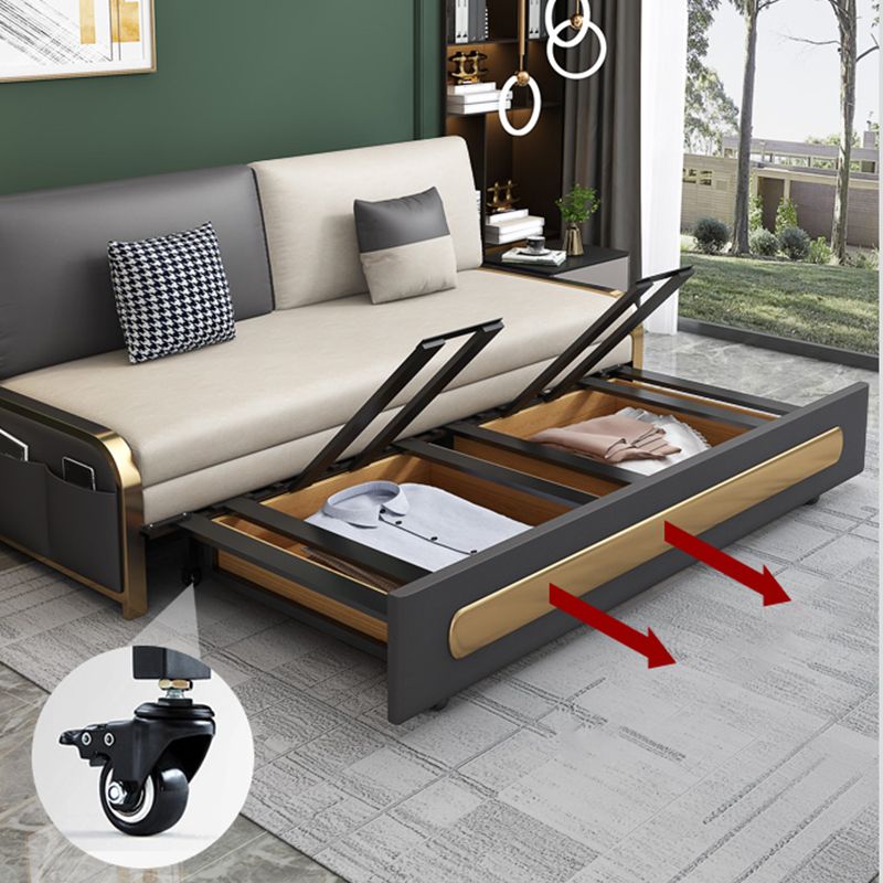 Faux leather Sofa Bed Glam Armless Sleeper Sofa with Upholstered Clearhalo 'furn' 'furn_futons' 'Furniture' 'Futons & Daybeds' 'Futons' 'Living Room Furniture' 1200x1200_90477381-a4aa-4594-a5d4-50d1d769daa9