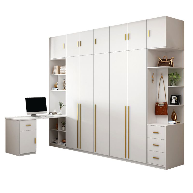 White Wooden Wardrobe Contemporary Style Wardrobe Closet with Drawer Clearhalo 'Armoires & Wardrobes' 'armoires_wardrobes' 'Bedroom Furniture' 'furn' 'furn_armoires_wardrobes' 'Furniture' 1200x1200_90487785-d547-45d1-a477-546a01233d13