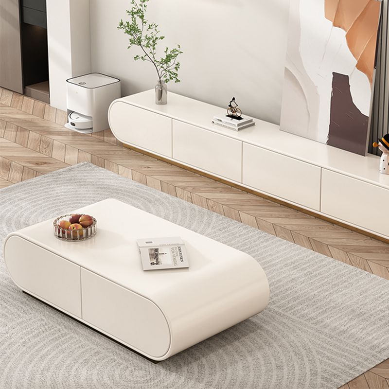 Wooden Coffee or End Table with Storage Drawers Contemporary Abstract