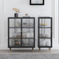 Contemporary Curio Cabinet Glass Doors Metal Storage Cabinet for Living Room