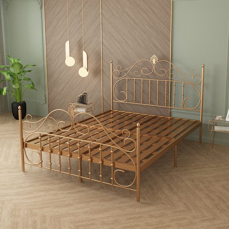 Glam Metal Bettrahmen mit Camelback Open-Frame-Kopfteil und Fußboard