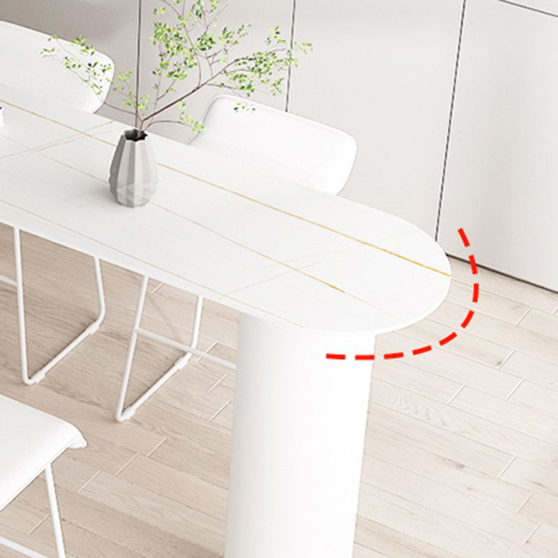Contemporary Bar Dining Table Indoor Bar Table with Iron Base in White Clearhalo 'Bar Furniture' 'Bar Tables' 'bar_tables' 'Furniture' 'furniture_bar_tables' 'Kitchen & Dining Furniture' 'kitchen&dining_furn' 'kitchen' 1200x1200_904ae72c-a671-41eb-a918-01bf6ed98efe
