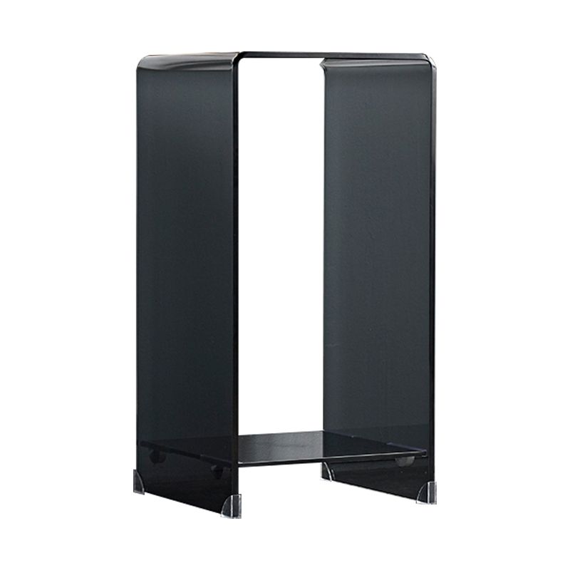 Modern Sled Corner Table Square Glass Side End Table for Living Room