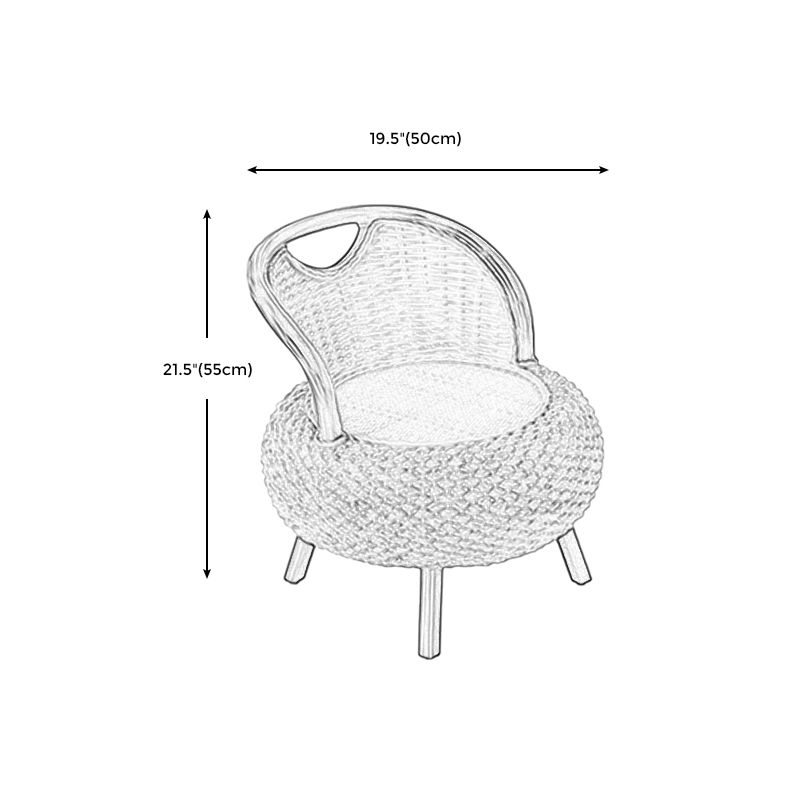 Rattan armloze stoel 19.68 "L x 19.68" W Basic Four Legs Chair for Living Room