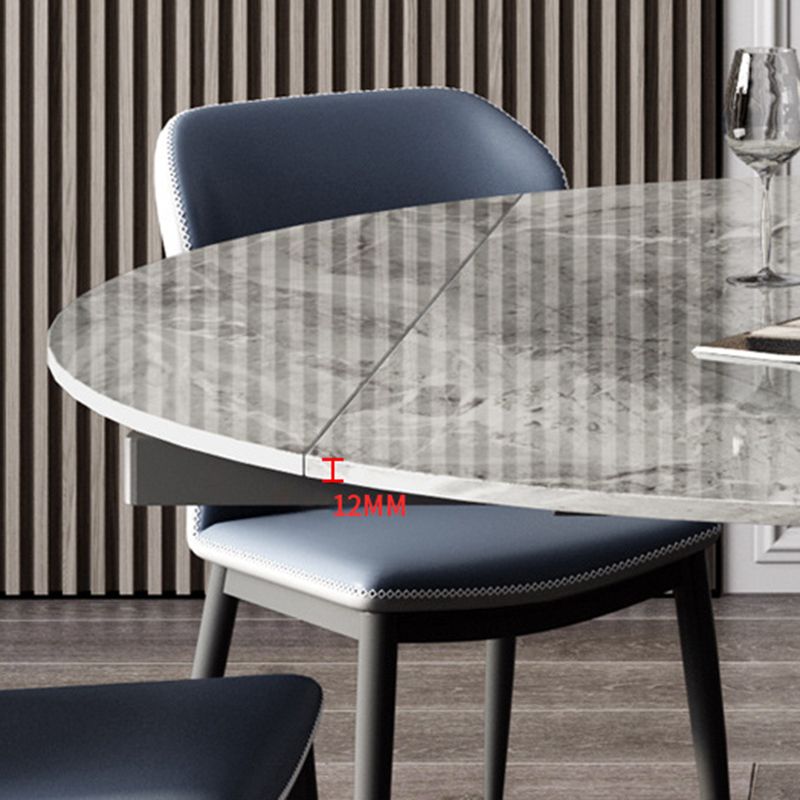 Modern Round Drop-Leaf Dining Table Sintered Stone Table with Pedestal Base,53.1"L x 33.5"W x 30"H Clearhalo ' dining_table' 'Dining Tables & Seating' 'Dining Tables' 'furn' 'furn_dining_table' 'Furniture' 'furniture_dining_table' 'Kitchen & Dining Furniture' 'kitchen&dining_furn' 'kitchen' 'kitchen_dining_table' 1200x1200_904ce238-6419-42e2-ab35-41d34ef78d86