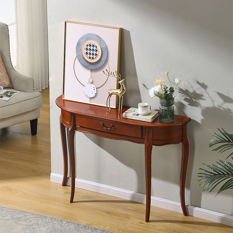 Tavolo di accento di legno moderno di metà secolo Tavolo da divano di divano mezza luna per Hall