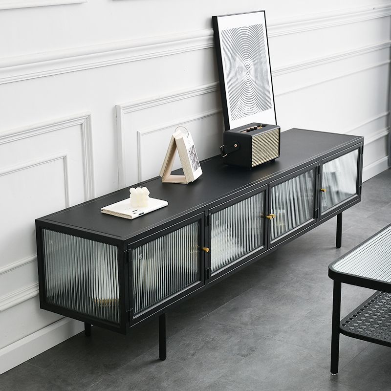 Home Metal TV Console Industrial Rectangle TV Cabinet with Glass Doors Clearhalo 'furn' 'furn_tv_stands_entertainment_centers' 'Furniture' 'Living Room Furniture' 'TV Stands & Entertainment Centers' 'TV Stands & Media Storage Furniture' 'tv_stands_entertainment_centers' 1200x1200_904ec970-058d-49e4-b590-00f22388e314