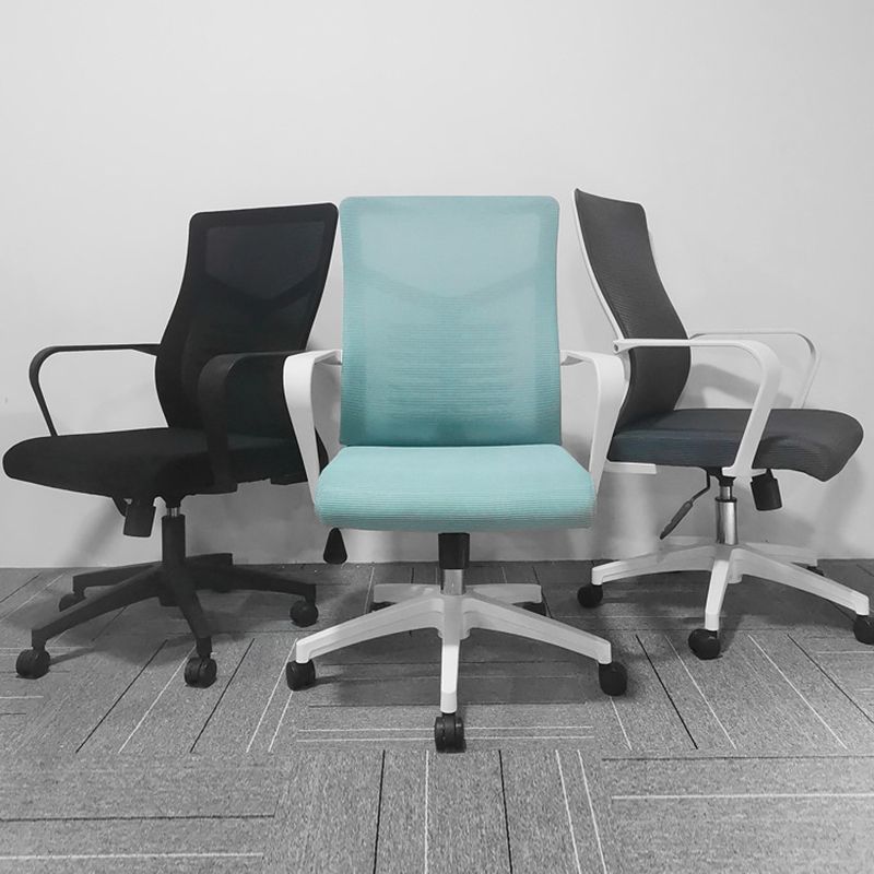 Modern Slide Office Chair Mid Back Fixed Arms Adjustable Seat Desk Chair with Wheels Clearhalo 'furn' 'furn_office_chair' 'Furniture' 'Office Chairs' 'Office Furniture' 'office_chair' 1200x1200_904fcd20-2226-45bf-aeab-255328507a02