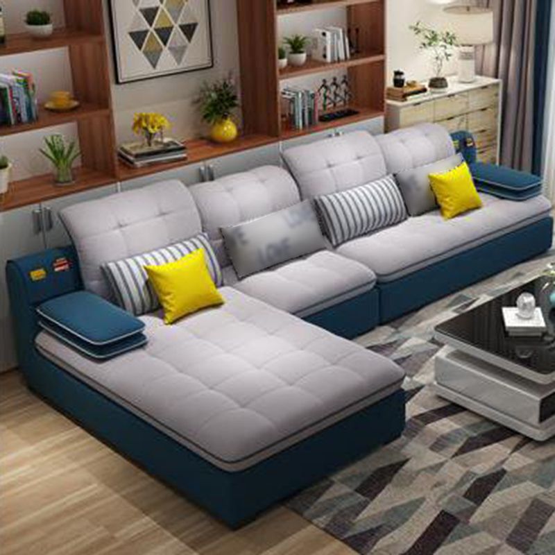 Pillow Top Arm Cushion Back Sectional L-Shape Sofa and Chaise for Four People Clearhalo 'furn' 'furn_sectionals' 'Furniture' 'furniture_sectionals' 'Living Room Furniture' 'Sectionals' 1200x1200_9050d09d-e09c-4094-8225-34afcb3d0eaa