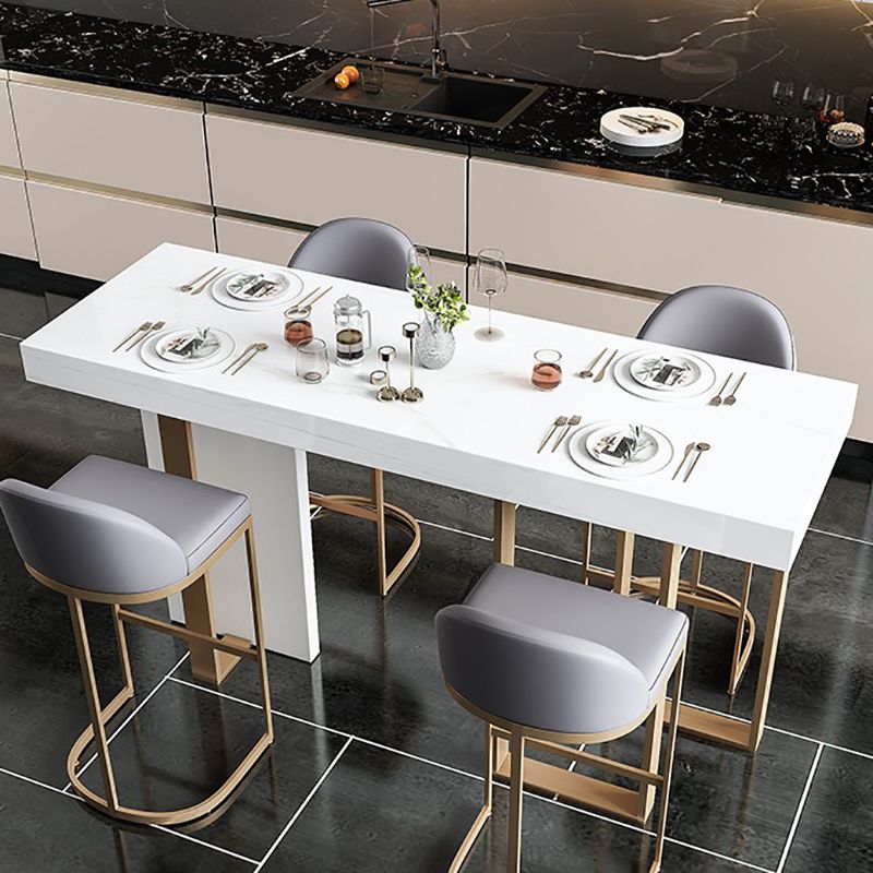 Rectangle Bar Table Contemporary Bar Dining Table with 4 Gold Legs Clearhalo 'Bar Furniture' 'Bar Tables' 'bar_tables' 'furn' 'furn_bar_tables' 'Furniture' 'furniture_bar_tables' 'Kitchen & Dining Furniture' 1200x1200_9051b3e5-590f-4df2-b0f1-63987ade55d4