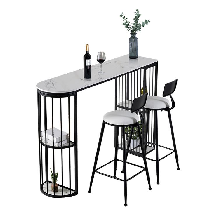 1/3 Pieces Modern Rectangle Sintered Stone Counter Table with High Stools