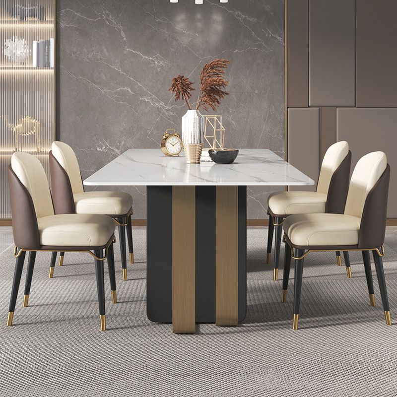 Glam Style Sintered Stone Dining Set Rectangle 1/4/5/6 Pieces Dining Set Clearhalo 'Dining Room Sets' 'Dining Tables & Seating' 'dining_room_set' 'furn' 'furn_dining_room_set' 'Furniture' 'Kitchen & Dining Furniture' 1200x1200_905be40d-ee8f-47c0-98c6-70f75e05432a