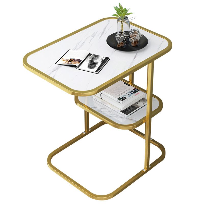 Modern Metal C Side Table Rectangular Top Side Table with Shelf Clearhalo 'Coffee & Accent Tables' 'End & Side Tables' 'end_side_tables' 'furn' 'furn_end_side_tables' 'Furniture' 'Living Room Furniture' 1200x1200_905db9cd-e928-48da-b837-5ee7327e72da