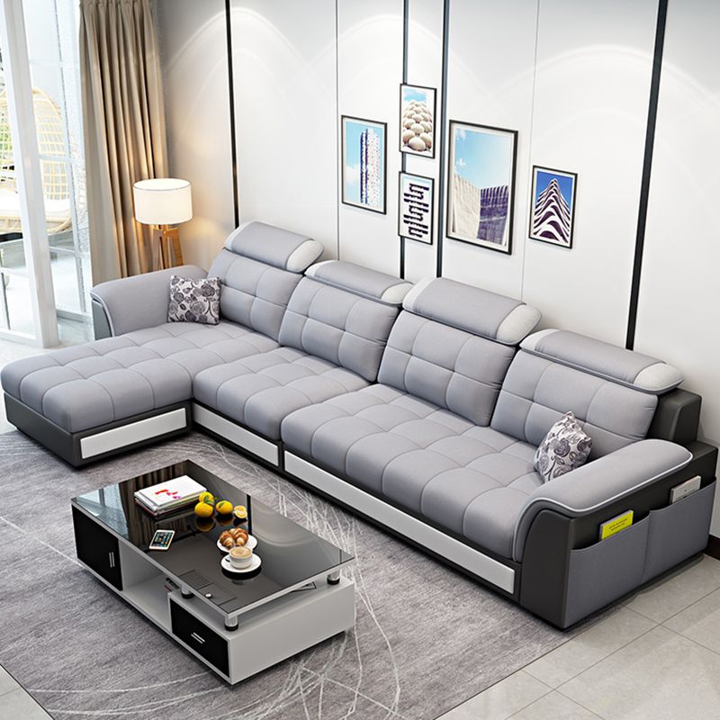 Pillowed Back Cushions 4-Seater Sectional Sofa Set with Storage Clearhalo 'Furniture' 'furniture_sectionals' 'Living Room Furniture' 'Sectionals' 1200x1200_905f0432-81e2-46d4-aabe-140668442511