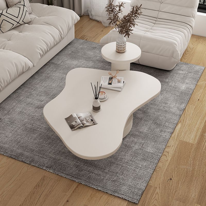 Pedestal Coffee Cocktail Table with Storage Drawers White Wooden