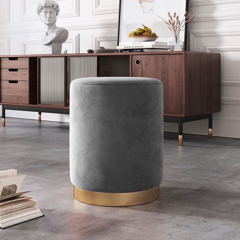 Glam pouf otomano de terciopelo tapizado metal marco redondo otomano redondo
