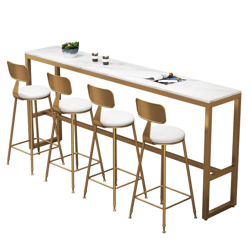 Modern Bar Height Table Metal Base Bistro Pub Table for Patio Use Clearhalo 'Bar Furniture' 'Bar Tables' 'bar_tables' 'furn' 'furn_bar_tables' 'Furniture' 'Kitchen & Dining Furniture' 1200x1200_90616c67-f9ed-40d2-a26e-f73153943ba1